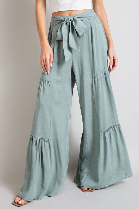 TIERED WIDE LEG PANTS