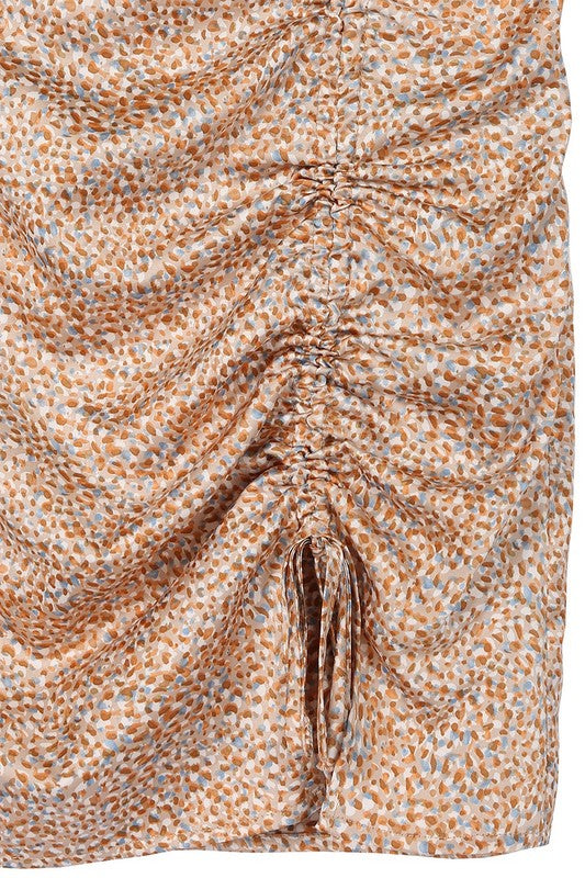 Leopard print shirred skirt