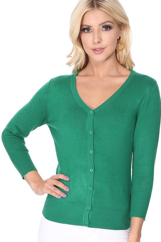V-Neck Button Down Knit Plus Size Cardigan Sweater