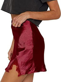 Lace Detail Slit Mini Skirt