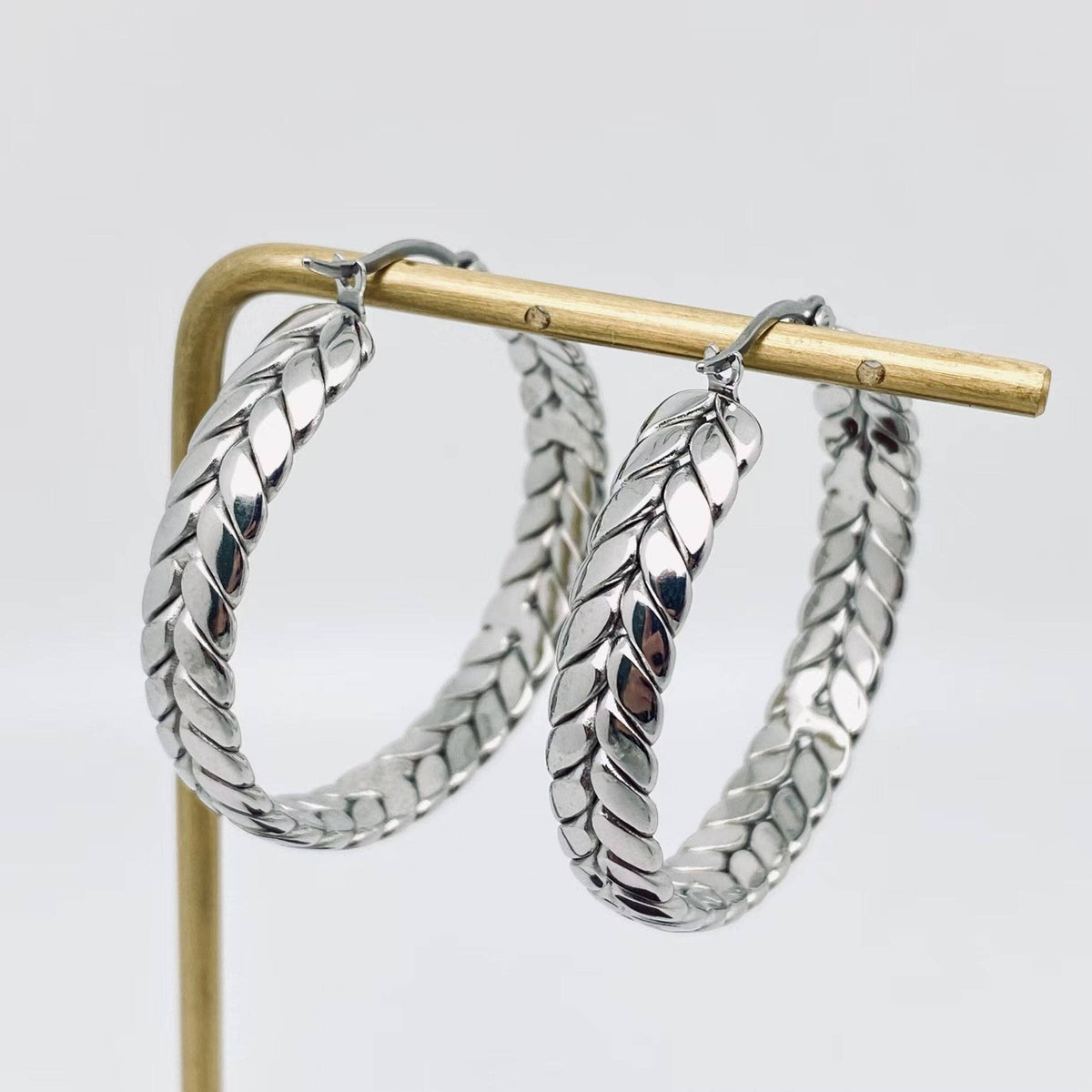 Wheat-shaped Stainless Steel Hoop Earrings